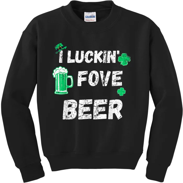 I Luckin Fove Beer St Patricks Day Likes To Drink Kids Sweatshirt