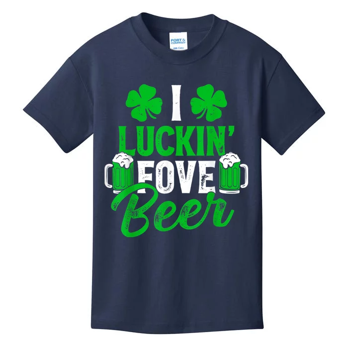 I Luckin Fove Beer St Patricks Day Likes To Drink Kids T-Shirt