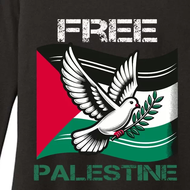 I Love Free Palestine Flag Save Gaza Strip Palestinian Womens CVC Long Sleeve Shirt