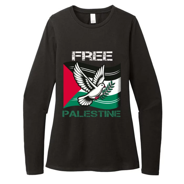 I Love Free Palestine Flag Save Gaza Strip Palestinian Womens CVC Long Sleeve Shirt