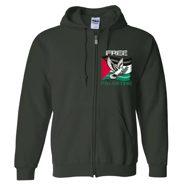 I Love Free Palestine Flag Save Gaza Strip Palestinian Full Zip Hoodie