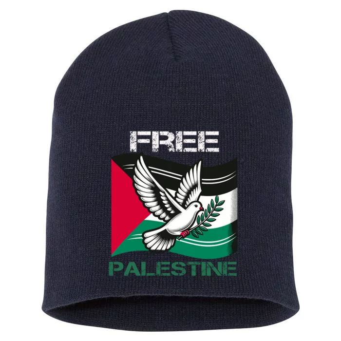 I Love Free Palestine Flag Save Gaza Strip Palestinian Short Acrylic Beanie