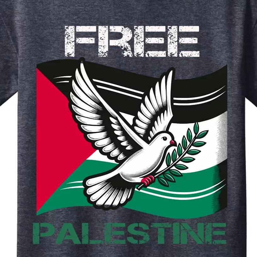 I Love Free Palestine Flag Save Gaza Strip Palestinian Kids T-Shirt