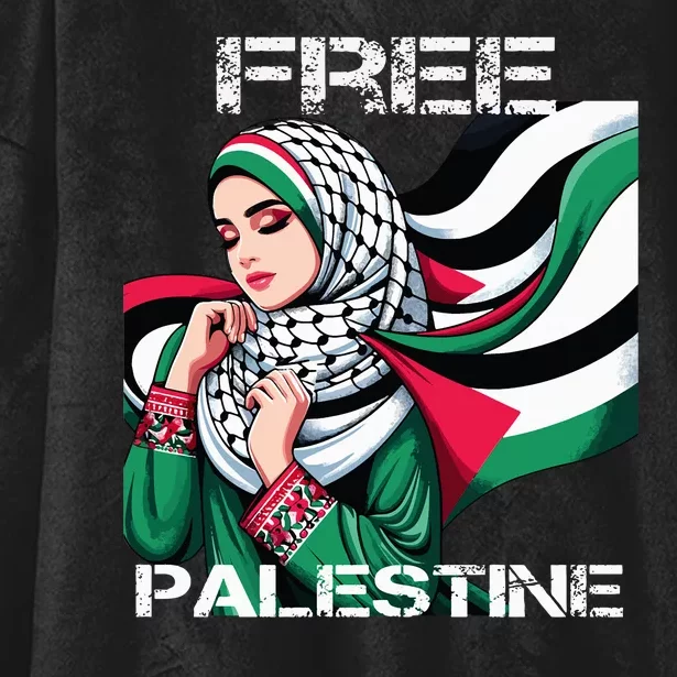 I Love Free Palestine Flag Save Gaza Strip Palestinian Hooded Wearable Blanket