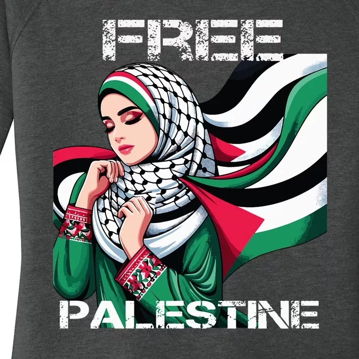 I Love Free Palestine Flag Save Gaza Strip Palestinian Women's Perfect Tri Tunic Long Sleeve Shirt