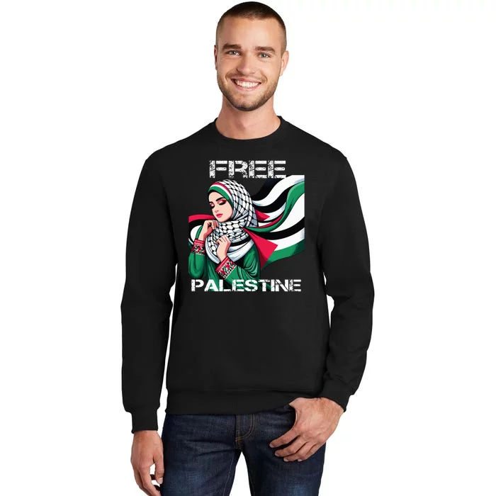 I Love Free Palestine Flag Save Gaza Strip Palestinian Tall Sweatshirt