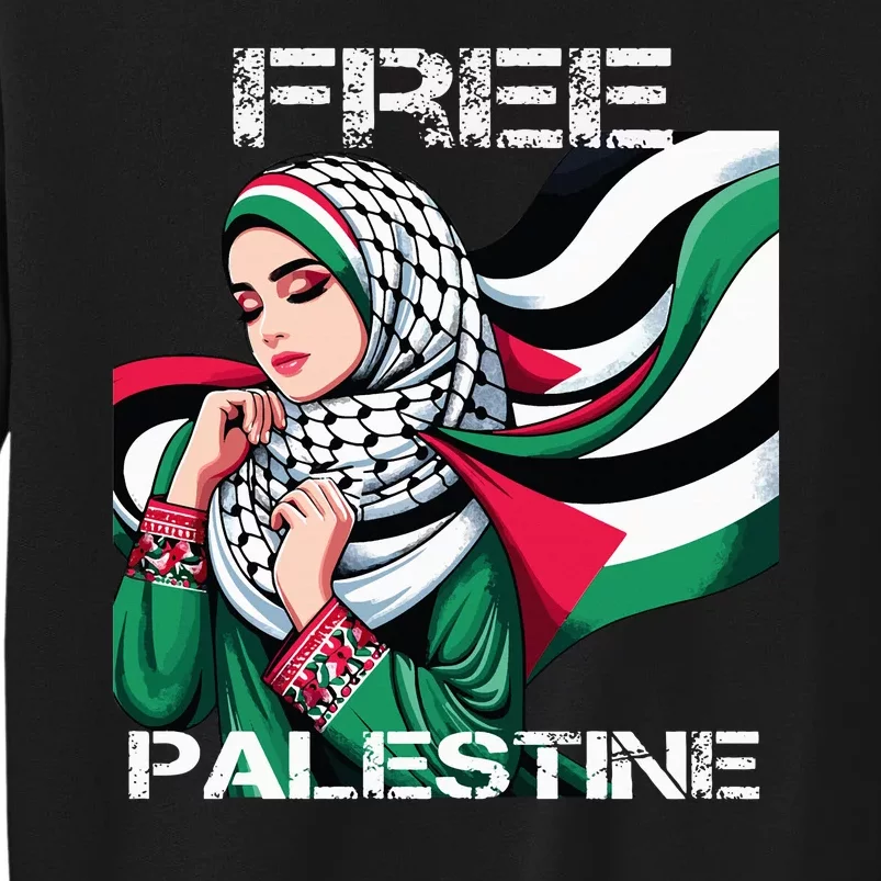 I Love Free Palestine Flag Save Gaza Strip Palestinian Tall Sweatshirt