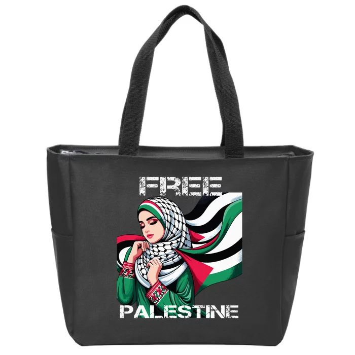 I Love Free Palestine Flag Save Gaza Strip Palestinian Zip Tote Bag