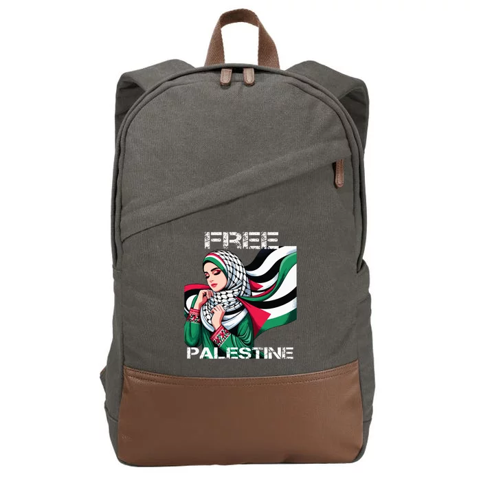 I Love Free Palestine Flag Save Gaza Strip Palestinian Cotton Canvas Backpack