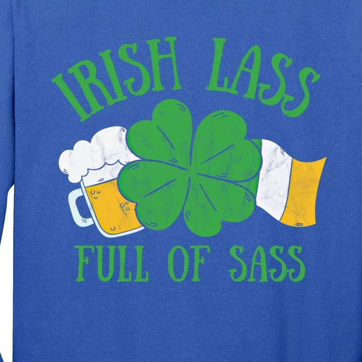 Irish Lass Full Of Sass Meaningful Gift Funny Beer Shamrock Irish Flag Cute Gift Long Sleeve Shirt