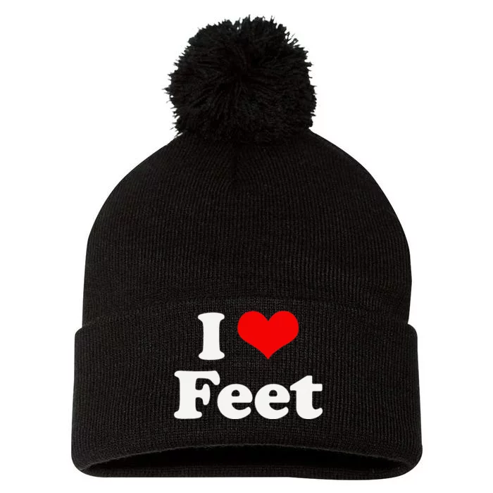 I Love Feet I Heart Feet Pom Pom 12in Knit Beanie