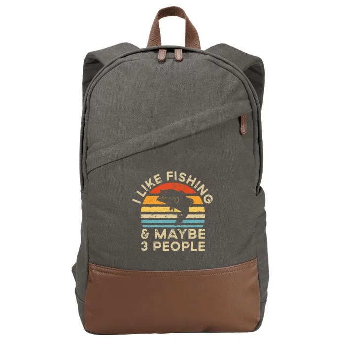 I Like Fishing And Maybe 3 People Retro Vintage Cotton Canvas Backpack