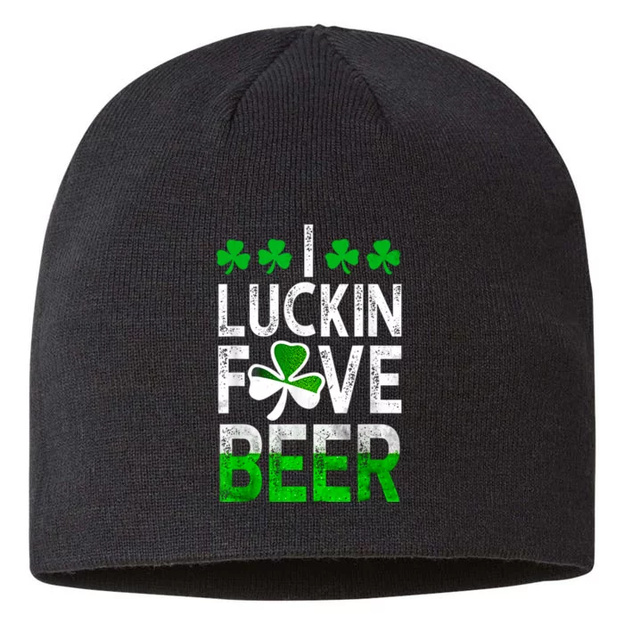 I Luckin Fove Beer St Patricks Day Likes To Drink 8 1/2in Sustainable Knit Beanie