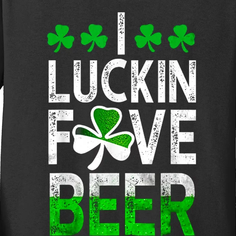 I Luckin Fove Beer St Patricks Day Likes To Drink Kids Long Sleeve Shirt