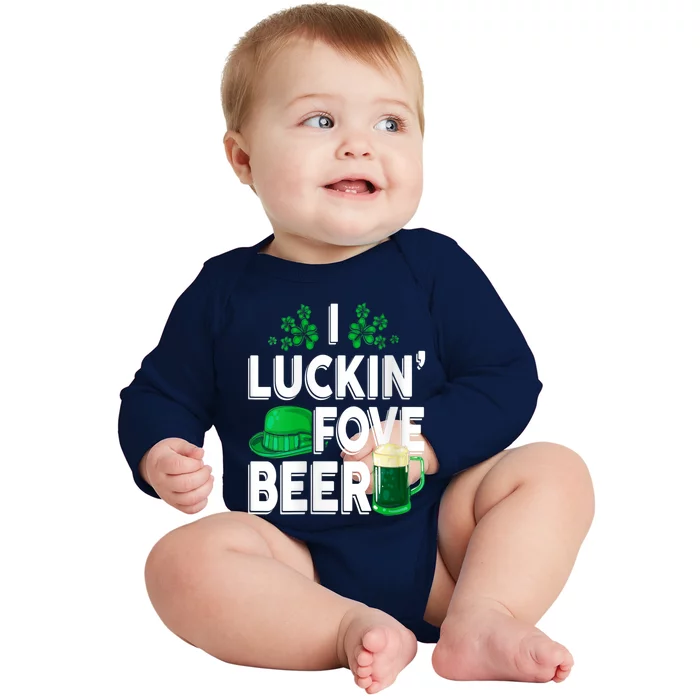 I Luckin Fove Beer St Patricks Day Likes To Drink Baby Long Sleeve Bodysuit