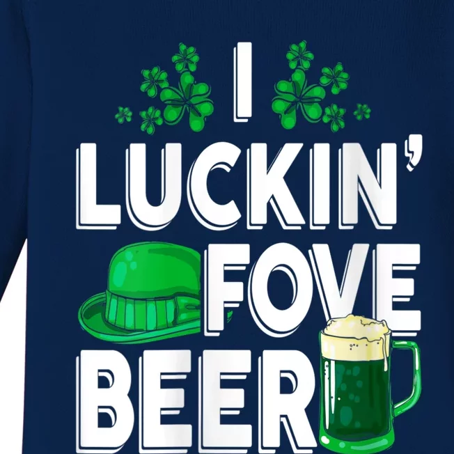 I Luckin Fove Beer St Patricks Day Likes To Drink Baby Long Sleeve Bodysuit