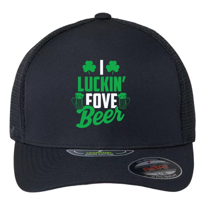 I Luckin Fove Beer Funny St Pattys Day Flexfit Unipanel Trucker Cap