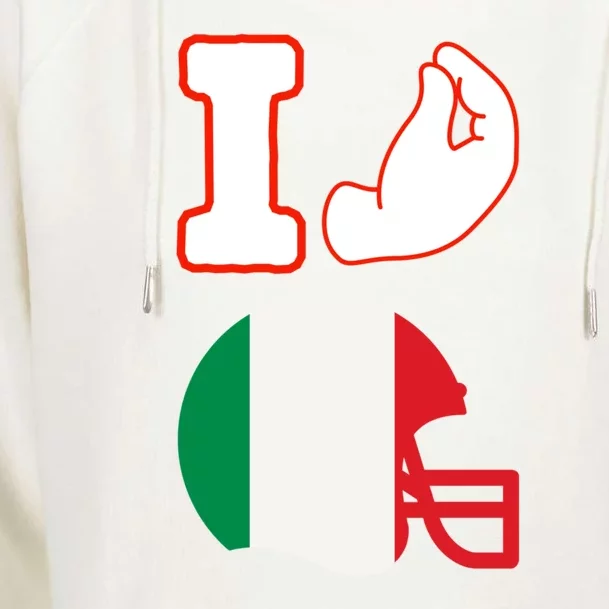 I Love Football Italians Hand Gestures Fan Quarterback Womens Funnel Neck Pullover Hood