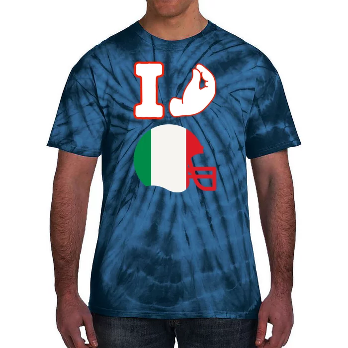 I Love Football Italians Hand Gestures Fan Quarterback Tie-Dye T-Shirt