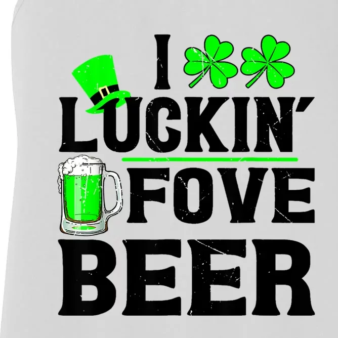 I Luckin Fove Beer St Patricks Day Likes To Drink Women's Racerback Tank