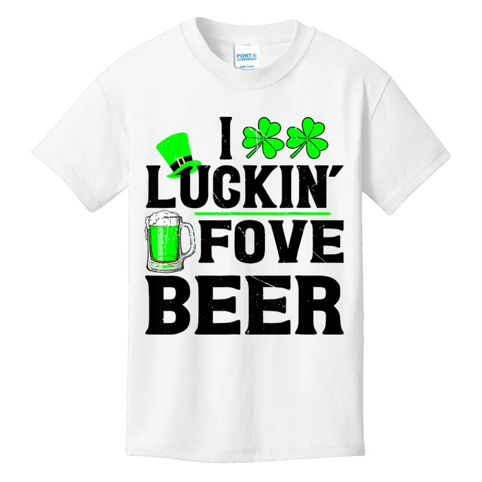 I Luckin Fove Beer St Patricks Day Likes To Drink Kids T-Shirt