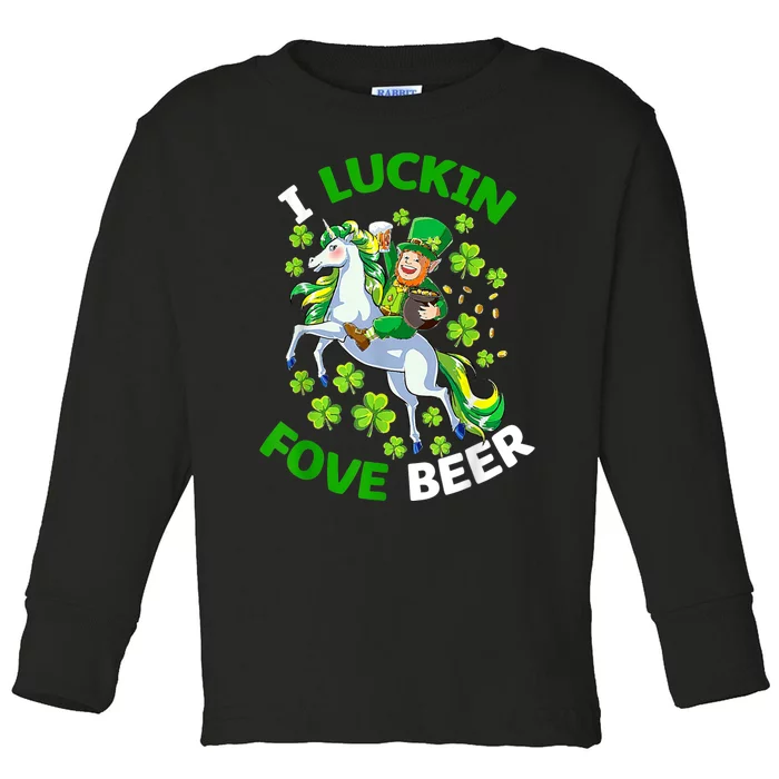 I Luckin Fove Beer St Patricks Day Likes To Drink Toddler Long Sleeve Shirt