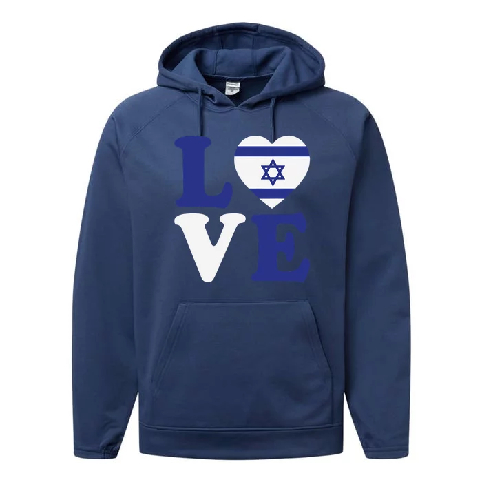 Israel Love Flag I Stand With Israel Heritage Israeli Flag Performance Fleece Hoodie