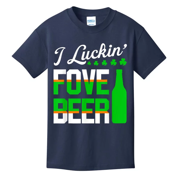 I Luckin Fove Beer St Patricks Day Likes To Drink Kids T-Shirt