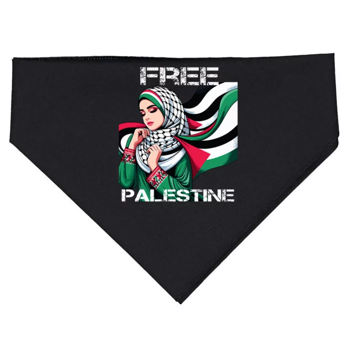 I Love Free Palestine Flag Save Gaza Strip Palestinian USA-Made Doggie Bandana