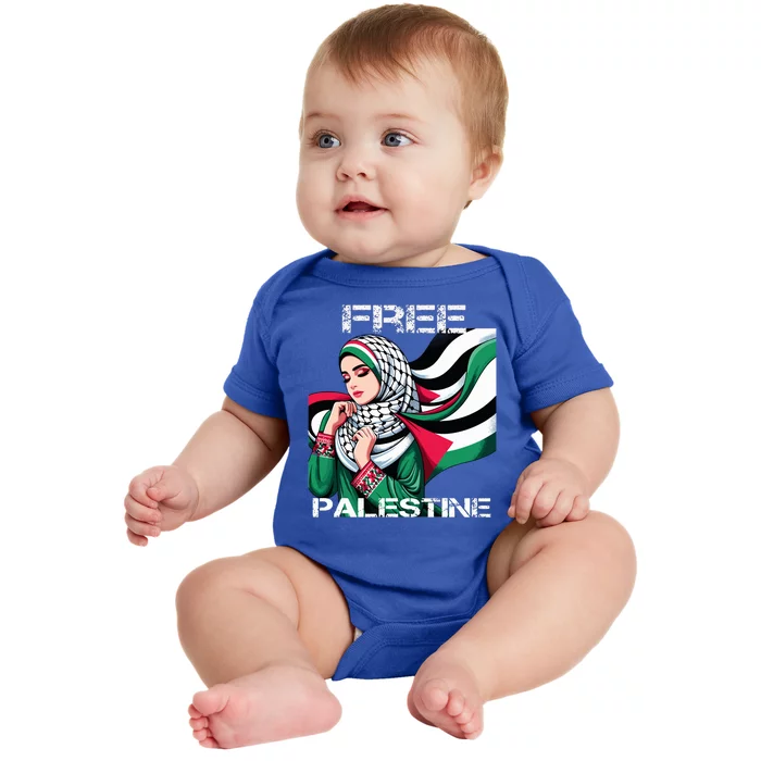 I Love Free Palestine Flag Save Gaza Strip Palestinian Baby Bodysuit