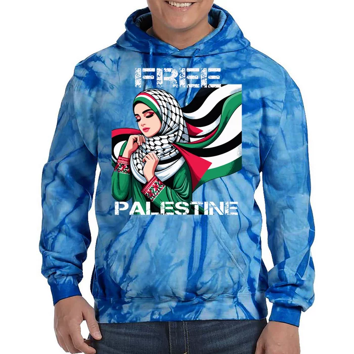 I Love Free Palestine Flag Save Gaza Strip Palestinian Tie Dye Hoodie