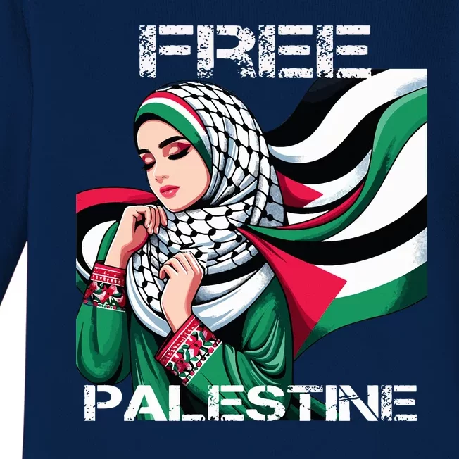 I Love Free Palestine Flag Save Gaza Strip Palestinian Baby Long Sleeve Bodysuit