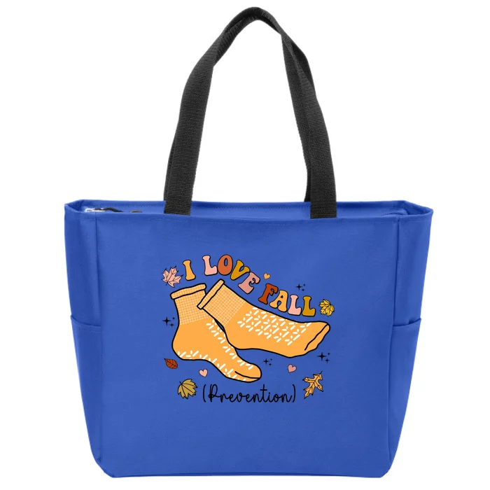 I Love Fall Prevention Funny Fall Nurse Zip Tote Bag