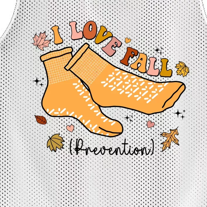 I Love Fall Prevention Funny Fall Nurse Mesh Reversible Basketball Jersey Tank