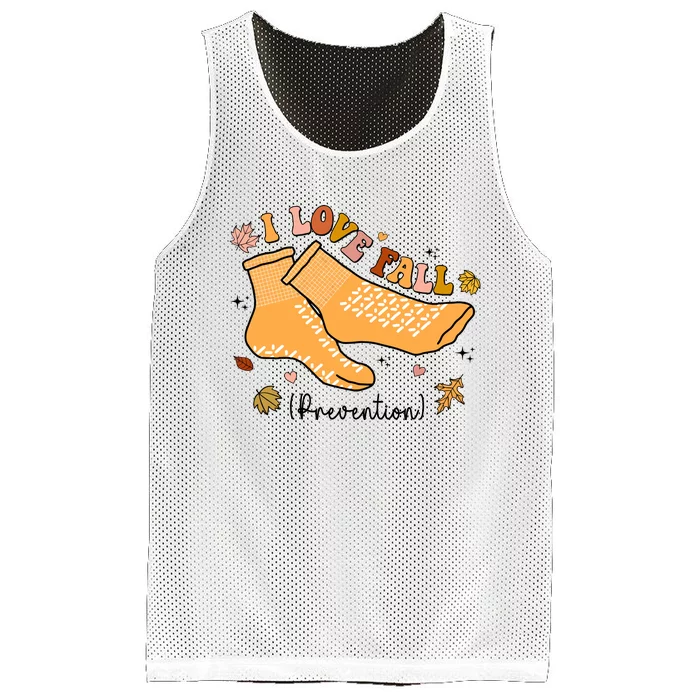 I Love Fall Prevention Funny Fall Nurse Mesh Reversible Basketball Jersey Tank