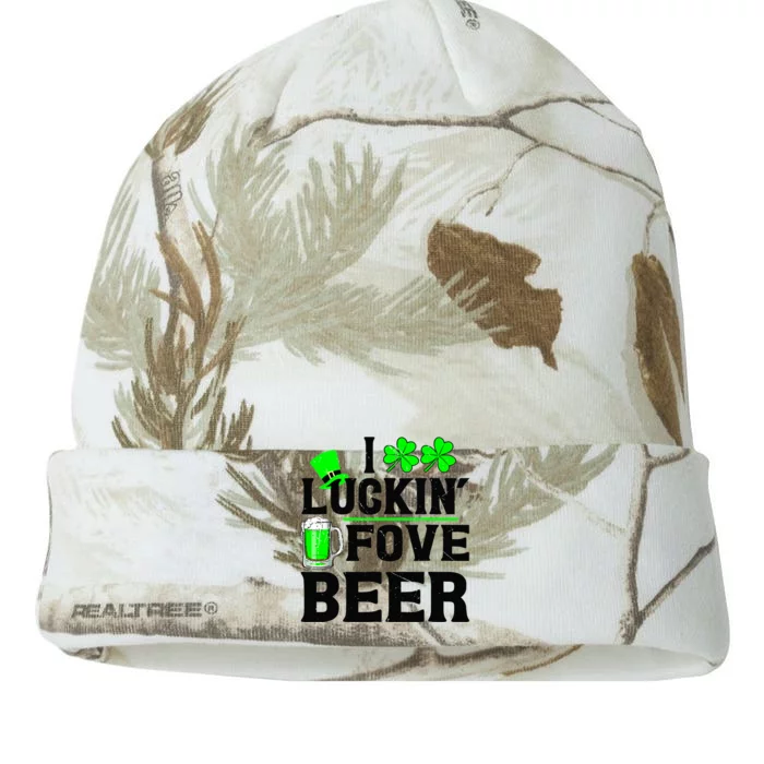 I Luckin Fove Beer St Patricks Day Love Drink Party Kati - 12in Camo Beanie