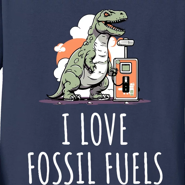 I Love Fossil Fuels Kids Long Sleeve Shirt