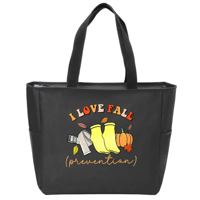 I Love Fall Prevention Thanksgiving Nurse Fall Dpt Spt Zip Tote Bag