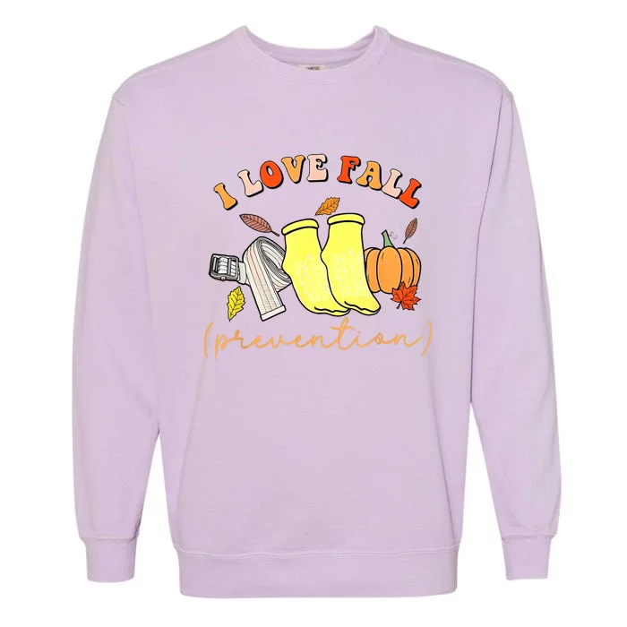 I Love Fall Prevention Thanksgiving Nurse Fall Dpt Spt Garment-Dyed Sweatshirt