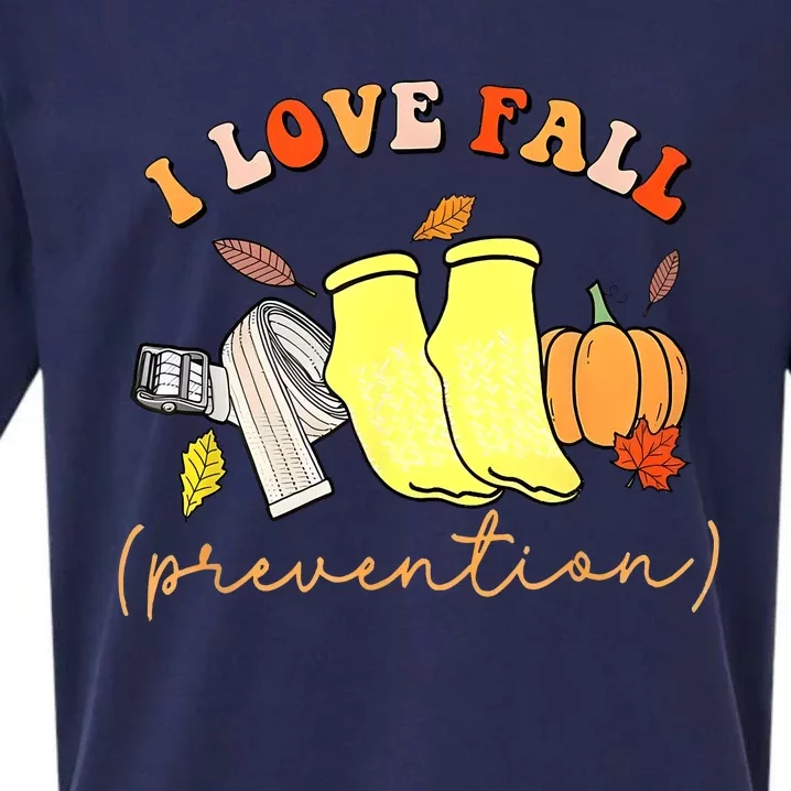 I Love Fall Prevention Thanksgiving Nurse Fall Dpt Spt Sueded Cloud Jersey T-Shirt