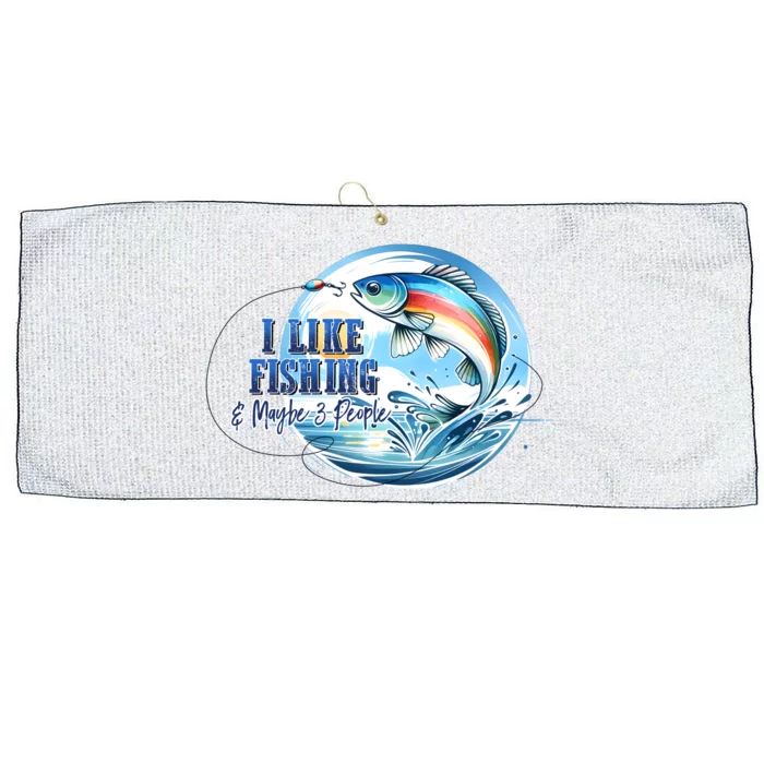 I Like Fishing And Maybe 3 People Large Microfiber Waffle Golf Towel