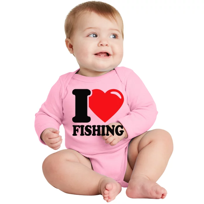 I love fishing with a Red Heart I Love fishing Baby Long Sleeve Bodysuit