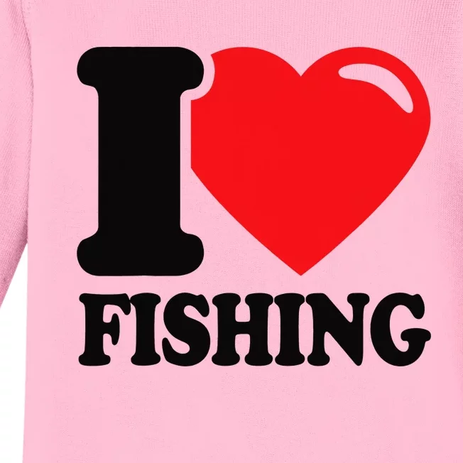 I love fishing with a Red Heart I Love fishing Baby Long Sleeve Bodysuit