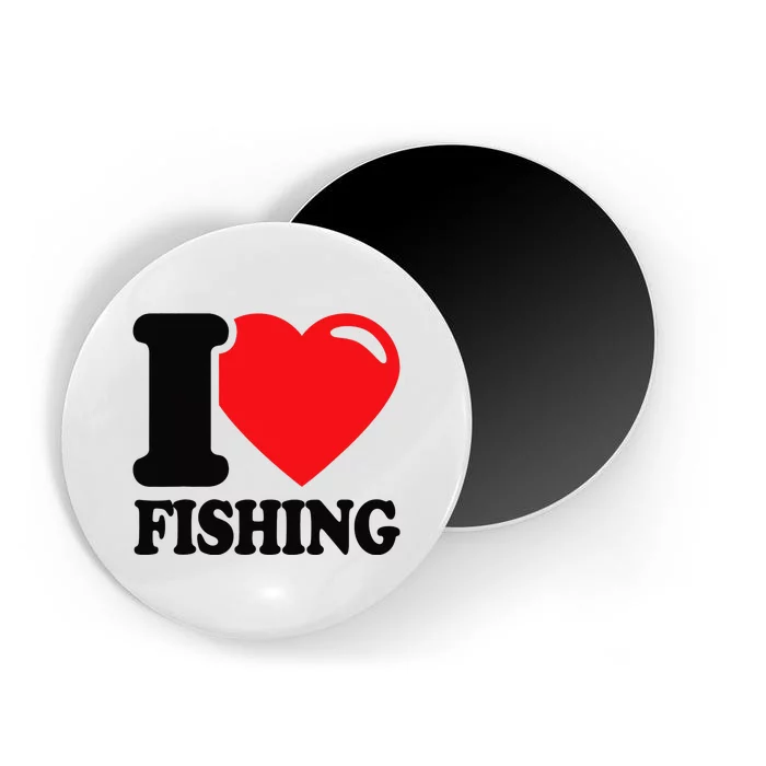 I love fishing with a Red Heart I Love fishing Magnet