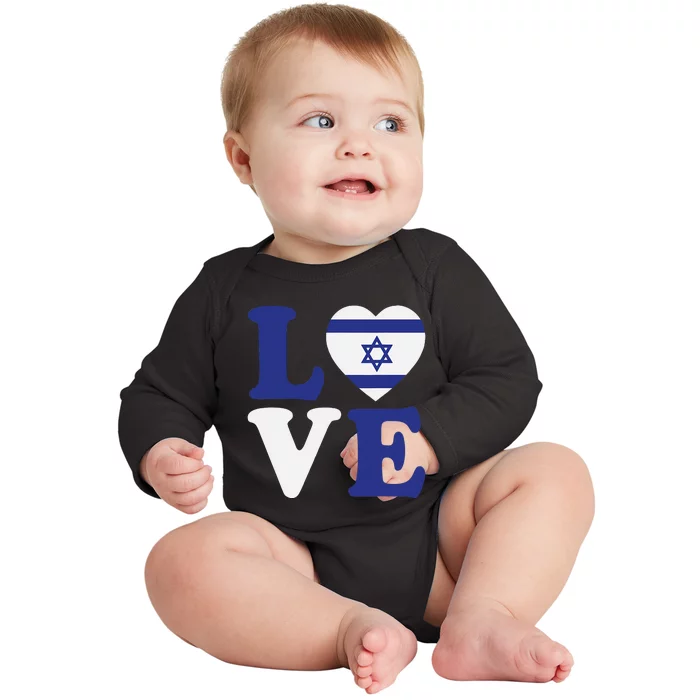 Israel Love Flag I Stand With Israel Heritage Israeli Flag Baby Long Sleeve Bodysuit