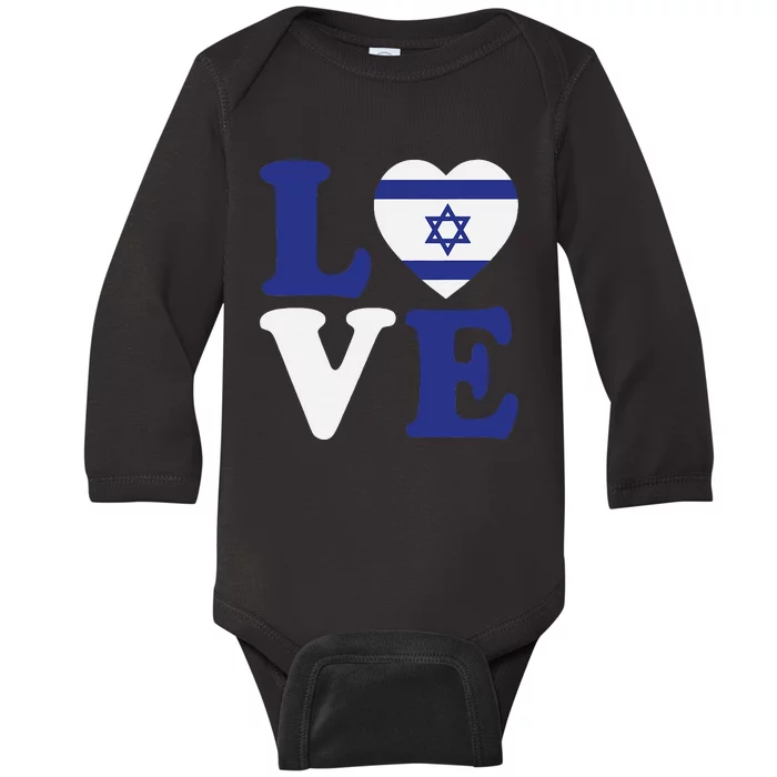 Israel Love Flag I Stand With Israel Heritage Israeli Flag Baby Long Sleeve Bodysuit