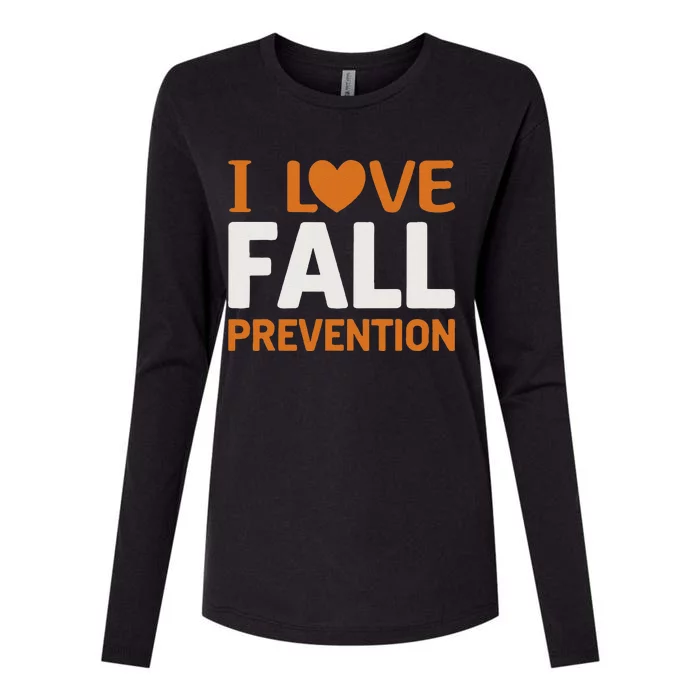 I Love Fall Prevention Fall Physical Therapy Minimalist Womens Cotton Relaxed Long Sleeve T-Shirt