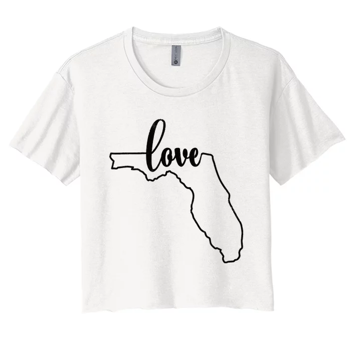 I Love Florida Outfit FL State Outline Love Florida Women's Crop Top Tee