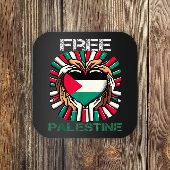 I Love Free Palestine Flag Save Gaza Strip Palestinian Coaster