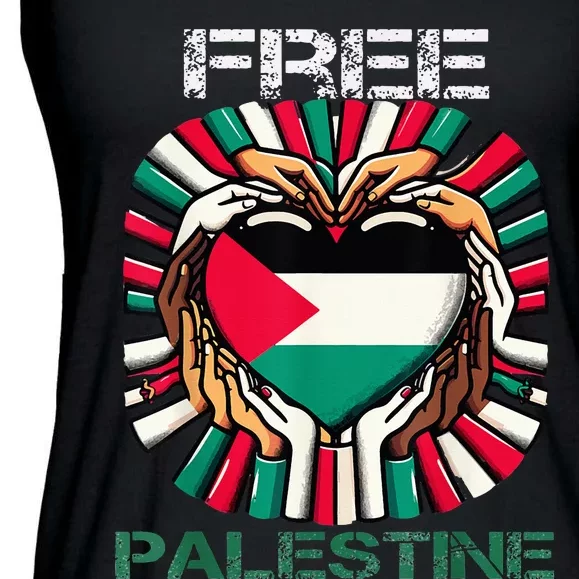 I Love Free Palestine Flag Save Gaza Strip Palestinian Ladies Essential Flowy Tank